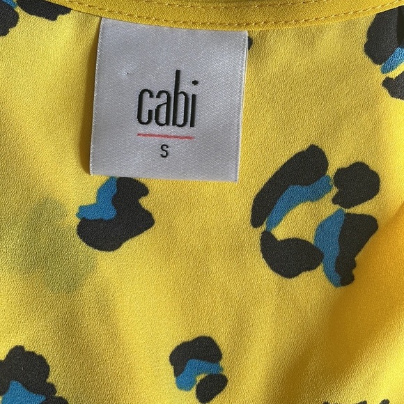 cabi sunny yellow printed tie front long sleeve blouse cover top size S/P - Picture 5 of 8